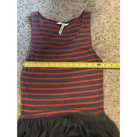 MATILDA Jane TWAS THE NIGHT Dress Tank Tulle Striped Red Gray Women's XS - Picture 6 of 10